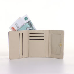 Кошелёк женский на кнопке, 10.5×2.5×8.5 см, с принтом, сиреневый/белый