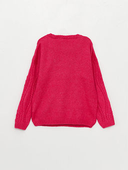 Bisiklet Yaka Kendinden Desenli Uzun Kollu K?z ?ocuk Triko Kazak - Waikiki фото 2