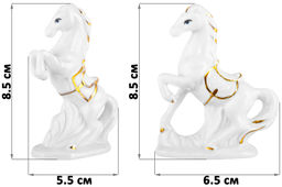 Набор фигурки декоративные 2 пр. 5,5*3*8,5 см, 6,5*2,5*8,5 см Лошади белая с золотом, фарфор - Elan gallery фото 2