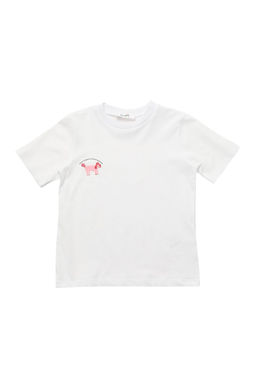 Beyaz K?z Cocuk %100 Pamuk Hayvan Bask?l? Regular/Normal Kal?p K?sa Kol Orme T-Shirt TKDSS24TS00046 - Trendyolmilla фото 4