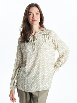 Ba?lamal? Yaka Desenli Kad?n Bluz