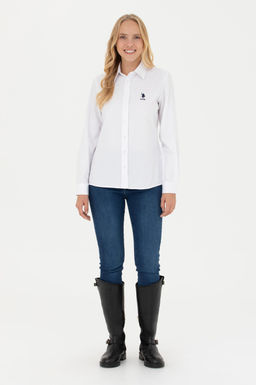 Женская белая базовая рубашка с длинным рукавом - U.s. polo assn фото 11