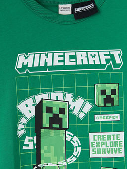 Bisiklet Yaka Minecraft Bask?l? Erkek ?ocuk Ti??rt