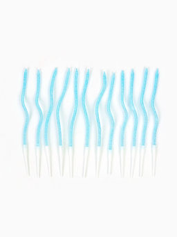 Цена за 2 шт. Свечи для торта «Серпантин» 10 штук, блестящий голубой