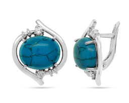 Серьги из серебра бирюза пресс., СПН4204