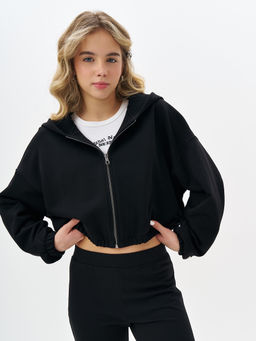 Черная укороченная толстовка для девочки - Kogankids фото 5