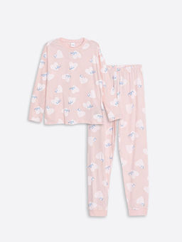 Bisiklet Yaka Bask?l? K?z ?ocuk Pijama Tak?m?