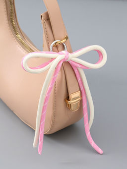 Цена за 3 шт. Брелок на карабине "Двойной бант" розово-белый 20х9,5х1 см