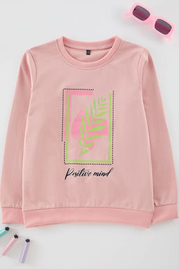 Pudra K?z Cocuk Bask?l? Orme Sweatshirt TKDAW25SW00043