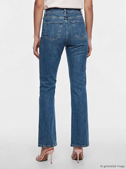 Y?ksek Bel Crop Flare Kad?n Jean Pantolon