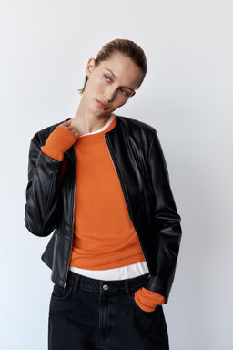 FAUX LEATHER PEPLUM JACKET - Zara фото 3