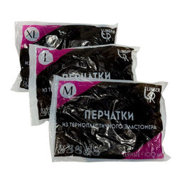 Перчатки из термоэластопласта, неопудренные черные (L)