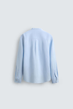 CAMISA RELAXED FIT LINO - ALGOD?N / Celeste - Zara фото 7