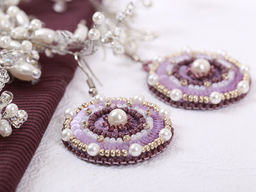 Klart набор для вышивания 10-502 Серьги круглые. Лиловый орнамент 3.5 х 4 см