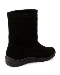 Полусапоги женские на литой подошве., Черные. Замша. Подклад овчина.