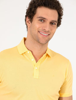 Светло-желтая облегающая базовая футболка - Cacharel фото 3