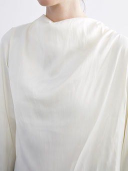 Dik Yaka Oversize B?zg?l? Bluz