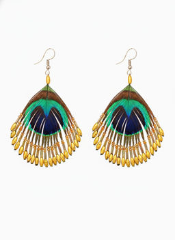 Серьги «Павлин», 5×8 см, жёлтые