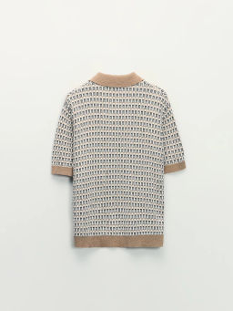 Вязаный джемпер поло с контрастным воротником / Zarina  фото 3