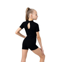 Купальник гимнастический Grace Dance, с шортами, с коротким рукавом, р. 28, цвет чёрный  фото 4