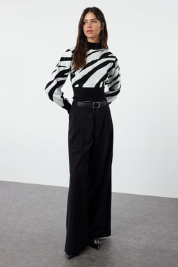 Zumrut Yesili Zebra Desenli Crop Triko Kazak TWOAW21KZ0010 - Trendyolmilla фото 18