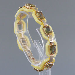 Браслет Октагон из желтой керамики с Султанитом покрытие под золото, длина 18см - Agat77 фото 2