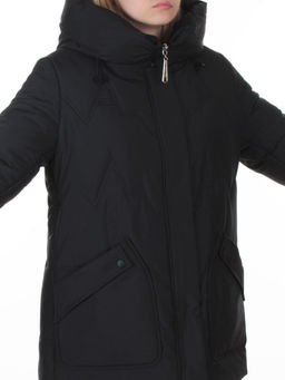 A-826 BLACK Куртка зимняя женская (верблюжья шерсть, 120 гр. холлофайбер)
