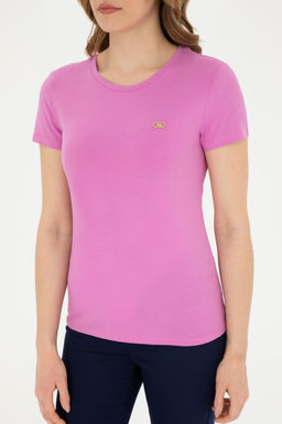 Женская фиолетовая базовая футболка с круглым вырезом Неожиданная скидка в корзине - U.s. polo assn фото 6