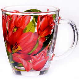 2025-Д-2 Кружка для чая 350 мл Тюльпаны (х16)