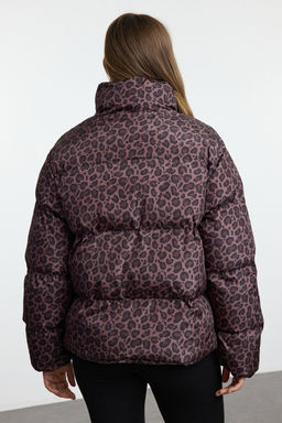 TRENDYOLMILLA Cok Renkli Kahverengi Leopar Desenli Oversize Kal?p Sisme Mont TWOAW25MO00222  фото 5