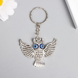 Цена за 12 шт. Брелок металл "Сова в полёте" 4,3х5 см, МИКС