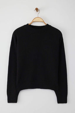 Wardrobe Essentials Siyah Alpaka Yun Kar?s?ml? Premium Iplik Genis Kal?p Triko Kazak |TWOAW26KZ00080