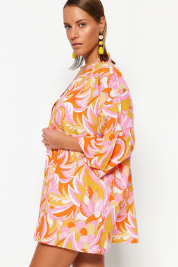 Soyut Desenli Dokuma %100 Pamuk Plaj Kimono&Kaftan TBESS23KM00040 - Trendyolmilla фото 3