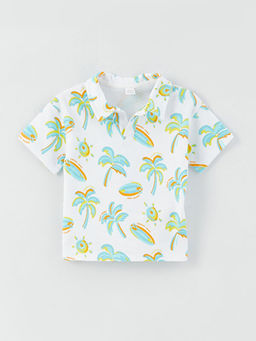 Polo Yaka K?sa Kollu Bask?l? Erkek Bebek Ti??rt