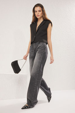 Antrasit Yuksek Bel Wide Leg Jeans TWOSS25JE00172