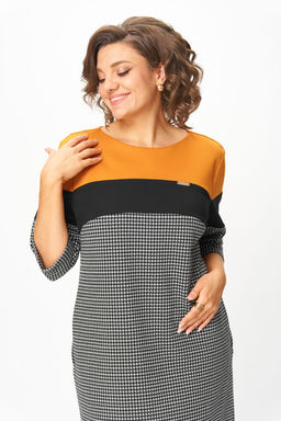 Платье Michel Chic 2188 гусиная лапка, горчица  фото 6