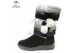 Сапоги унты Шиншилла,натуральная замша, натуральная овчина, литая подошва