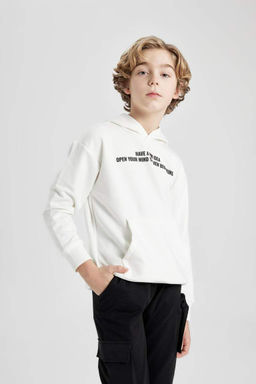 Толстовка оверсайз с капюшоном и принтом для мальчиков - Defacto фото 6