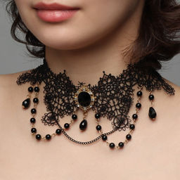 Чокер "Александрия" ажурное переплетение, цвет чёрно-белый в золоте, 30см