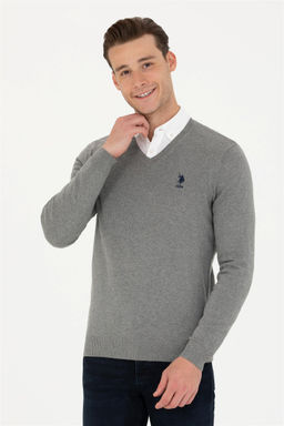 Мужской серый меланжевый базовый свитер Неожиданная скидка в корзине - U.s. polo assn фото 3