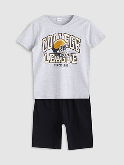 Bisiklet Yaka Erkek ?ocuk ?ortlu Pijama Tak?m?