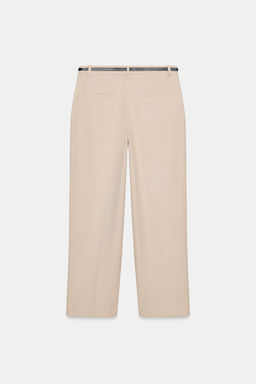 PANTAL?N RECTO CINTUR?N / Beige