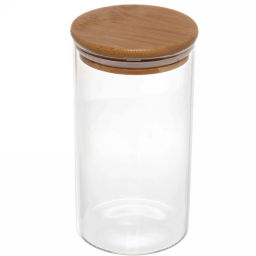 Цена за 2 шт. Банка для продуктов стеклянная 700мл "Хай-Тек" с бамбуковой крышкой 8,5*15см