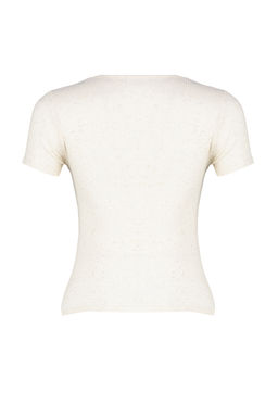 Ekru Ketenli Fitted/Vucuda Oturan Fitilli Esnek Orme Bluz TWOSS24BZ00566 - Trendyolmilla фото 8