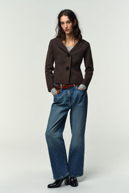 KNIT BLAZER WITH RHINESTONE BUTTONS