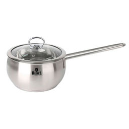 Ковш 1,5л из нержавеющей стали со стекл. кр., 16х8 см (R-10/15s)