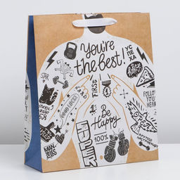 Пакет крафтовый вертикальный You're the best, M 26 х 30 х 9 см