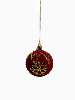 Ёлочные шары «Бархат. Время праздника», d=6 см, 12 шт., завитки снежинки, красный