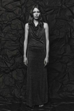 METALLIC THREAD OPEN BACK MAXI DRESS - Zara фото 11