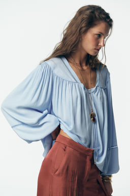 LADDER STITCH FLOWING BLOUSE - Zara фото 3
